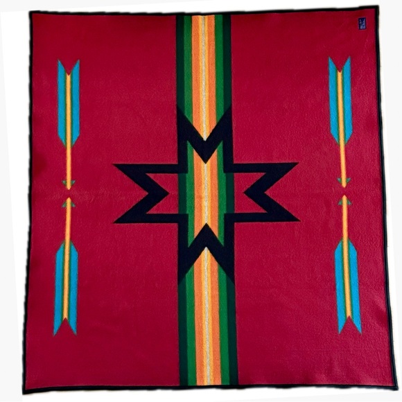 Rare⭐️Pendleton Sioux Star Reversible Blanket w/Grand Canyon Leather Carrier - Picture 3 of 10